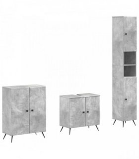 vidaXL 3 Piece Bathroom Cabinet Set BREDA Concrete Grey