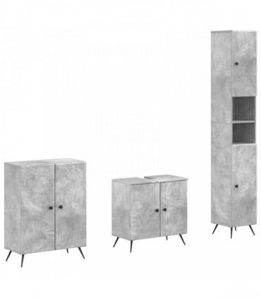 vidaXL 3 Piece Bathroom Cabinet Set BREDA Concrete Grey