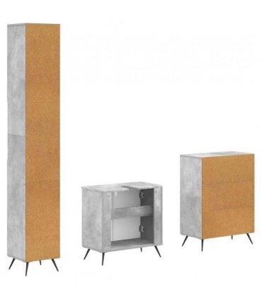 vidaXL 3 Piece Bathroom Cabinet Set BREDA Concrete Grey
