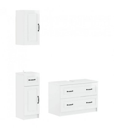 vidaXL 3 Piece Bathroom Cabinet Set UTRECHT High Gloss White