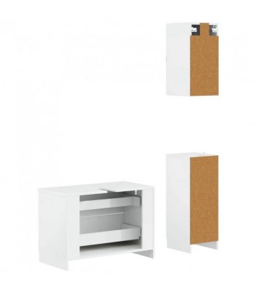vidaXL 3 Piece Bathroom Cabinet Set UTRECHT High Gloss White