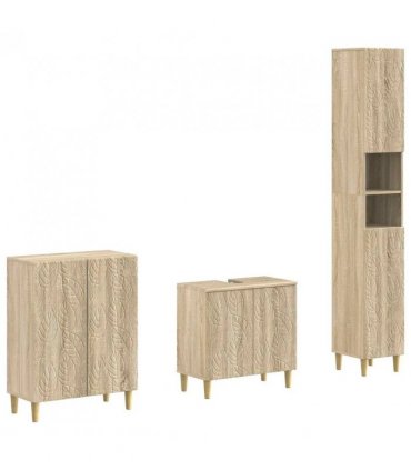vidaXL 3 Piece Bathroom Cabinet Set DELFT Sonoma Oak Engineered Wood