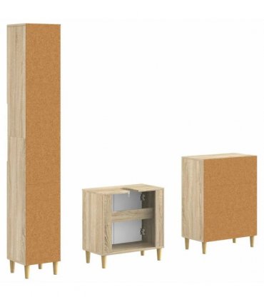 vidaXL 3 Piece Bathroom Cabinet Set DELFT Sonoma Oak Engineered Wood