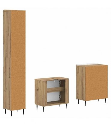 vidaXL 3 Piece Bathroom Cabinet Set ZWOLLE Artisan Oak Engineered Wood