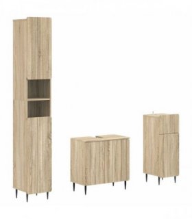 vidaXL 3 Piece Bathroom Cabinet Set ZWOLLE Engineered Wood