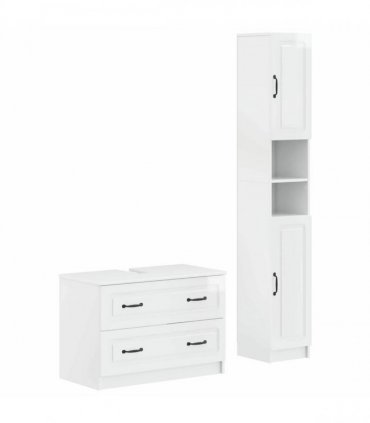 vidaXL 2 Piece Bathroom Cabinet Set UTRECHT High Gloss White
