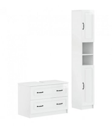 vidaXL 2 Piece Bathroom Cabinet Set UTRECHT High Gloss White