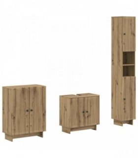 vidaXL 3 Piece Bathroom Cabinet Set EDE Artisan Oak Engineered Wood