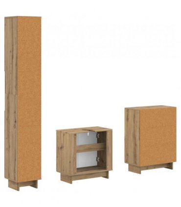 vidaXL 3 Piece Bathroom Cabinet Set EDE Artisan Oak Engineered Wood