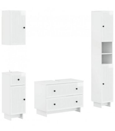 vidaXL 4 Piece Bathroom Cabinet Set EDE High Gloss White