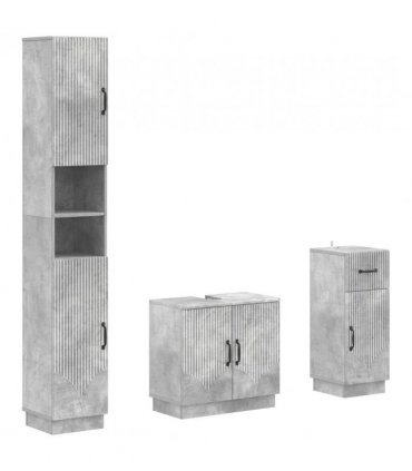 vidaXL 3 Piece Bathroom Cabinet Set HOORN Engineered Wood