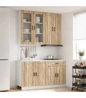 vidaXL Kitchen Unit PORTO 4 pcs Sonoma Oak Engineered Wood