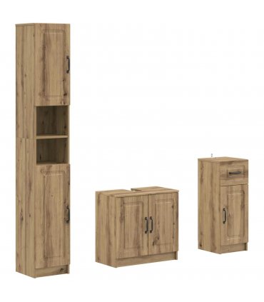 vidaXL 3 Piece Bathroom Cabinet Set UTRECHT Engineered Wood