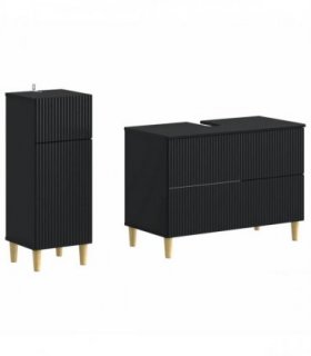 vidaXL 2 Piece Bathroom Cabinet Set ARNHEM Black Engineered Wood
