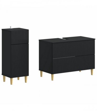vidaXL 2 Piece Bathroom Cabinet Set ARNHEM Black Engineered Wood