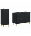vidaXL 2 Piece Bathroom Cabinet Set ARNHEM Black Engineered Wood