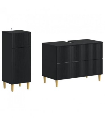 vidaXL 2 Piece Bathroom Cabinet Set ARNHEM Black Engineered Wood