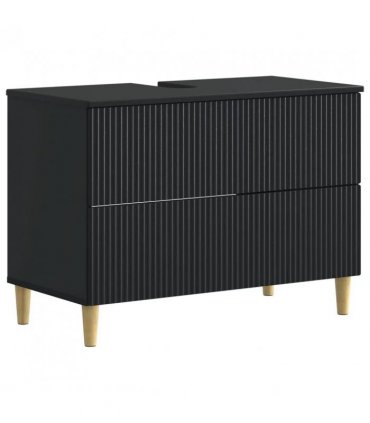 vidaXL 2 Piece Bathroom Cabinet Set ARNHEM Black Engineered Wood