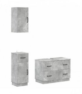 vidaXL 3 Piece Bathroom Cabinet Set HOORN Concrete Grey