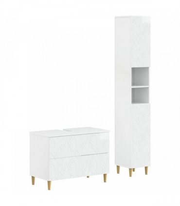 vidaXL 2 Piece Bathroom Cabinet Set DELFT High Gloss White
