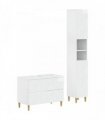 vidaXL 2 Piece Bathroom Cabinet Set DELFT High Gloss White