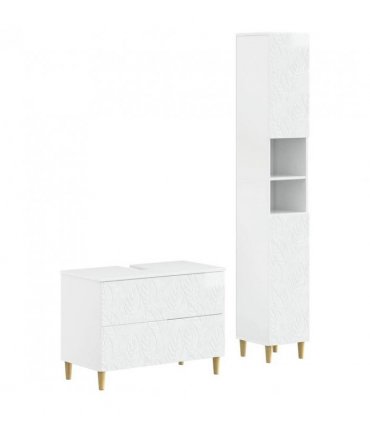vidaXL 2 Piece Bathroom Cabinet Set DELFT High Gloss White