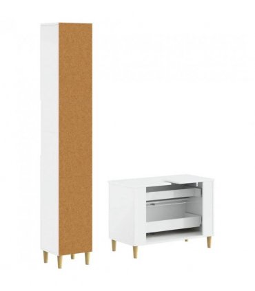 vidaXL 2 Piece Bathroom Cabinet Set DELFT High Gloss White