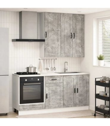 vidaXL Kitchen Unit PORTO 5 pcs Concrete Grey Engineered Wood