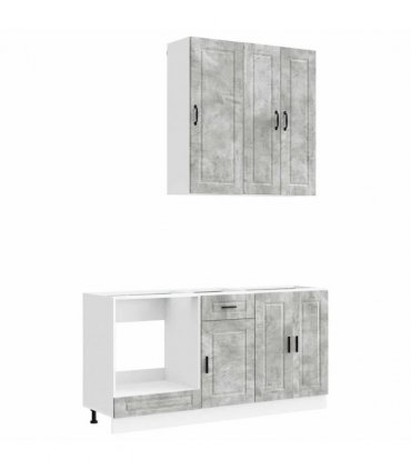 vidaXL Kitchen Unit PORTO 5 pcs Concrete Grey Engineered Wood