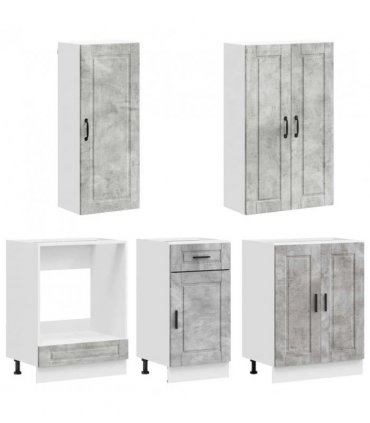 vidaXL Kitchen Unit PORTO 5 pcs Concrete Grey Engineered Wood