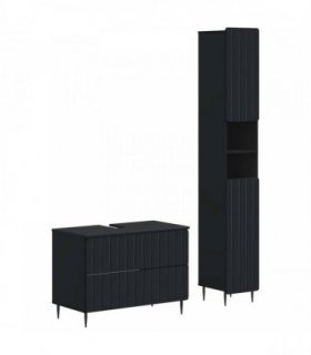 vidaXL 2 Piece Bathroom Cabinet Set ZWOLLE Black Engineered Wood