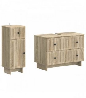 vidaXL 2 Piece Bathroom Cabinet Set EDE Sonoma Oak Engineered Wood