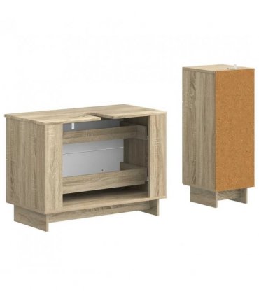 vidaXL 2 Piece Bathroom Cabinet Set EDE Sonoma Oak Engineered Wood