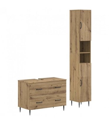 vidaXL 2 Piece Bathroom Cabinet Set HAARLEM Artisan Oak