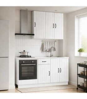 vidaXL Kitchen Unit LUCCA 5 pcs High Gloss White Engineered Wood