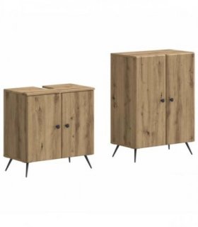 vidaXL 2 Piece Bathroom Cabinet Set BREDA Artisan Oak Engineered Wood