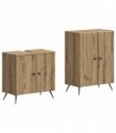 vidaXL 2 Piece Bathroom Cabinet Set BREDA Artisan Oak Engineered Wood