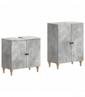 vidaXL 2 Piece Bathroom Cabinet Set ALKMAAR Concrete Grey