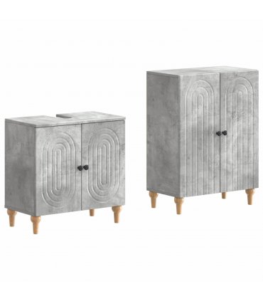 vidaXL 2 Piece Bathroom Cabinet Set ALKMAAR Concrete Grey