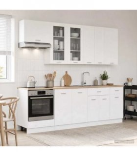 vidaXL Kitchen Unit LYON 8 pcs White Engineered Wood