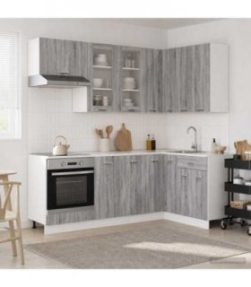 vidaXL Kitchen Unit LYON 8 pcs Grey Sonoma Engineered Wood
