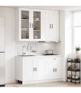 vidaXL Kitchen Unit PORTO 4 pcs White Engineered Wood