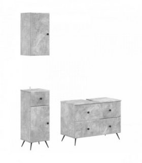 vidaXL 3 Piece Bathroom Cabinet Set BREDA Concrete Grey
