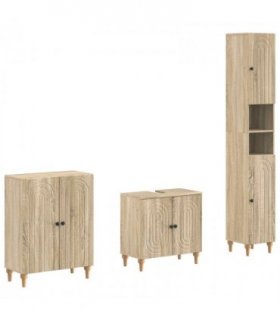 vidaXL 3 Piece Bathroom Cabinet Set ALKMAAR Sonoma Oak Engineered Wood