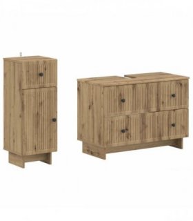vidaXL 2 Piece Bathroom Cabinet Set EDE Artisan Oak Engineered Wood