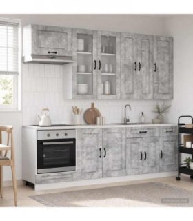 vidaXL Kitchen Unit KALMAR 8 pcs Concrete Grey Engineered Wood