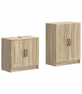 vidaXL 2 Piece Bathroom Cabinet Set UTRECHT Sonoma Oak Engineered Wood