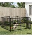 vidaXL Outdoor Dog Playpen Black 192 x 192 x 100 cm Steel