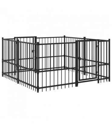 vidaXL Outdoor Dog Playpen Black 192 x 192 x 100 cm Steel