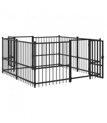vidaXL Outdoor Dog Playpen Black 192 x 192 x 100 cm Steel